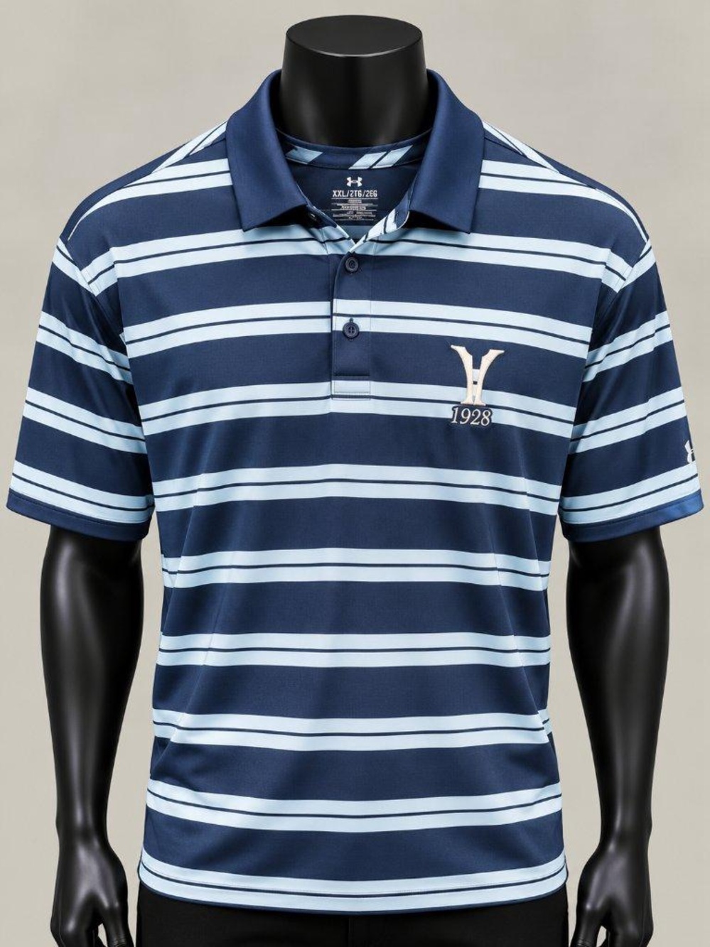 Under Armour Blue Striped Performance Polo